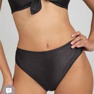 NWT - Lively - Swim Ribbed High Waist Bikini Bottom - Black - Size Large